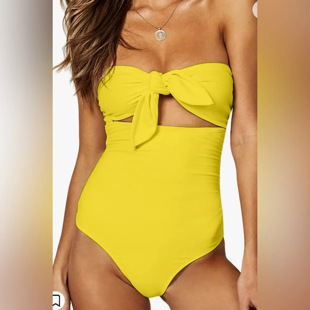 ☀️ Yellow high-waisted monokini - Picture 2 of 4